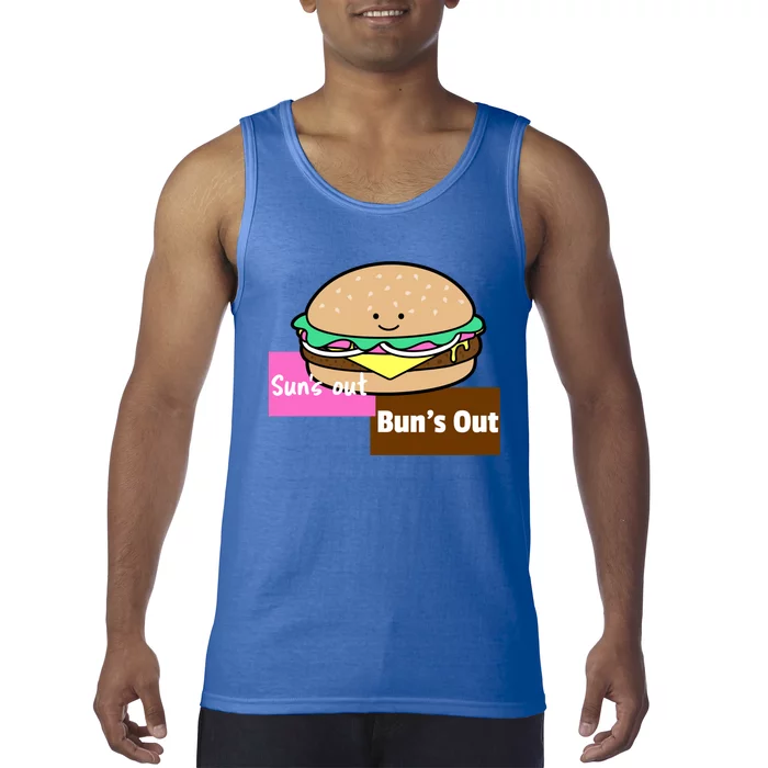 Suns Out Buns Out Summer Silly Cartoon Funny Burger Gift Tank Top