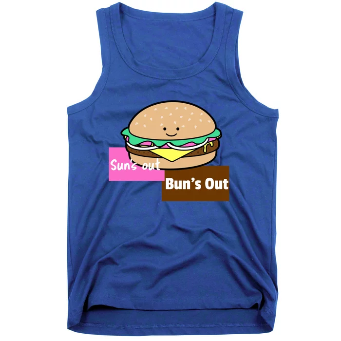 Suns Out Buns Out Summer Silly Cartoon Funny Burger Gift Tank Top