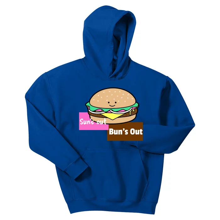 Suns Out Buns Out Summer Silly Cartoon Funny Burger Gift Kids Hoodie