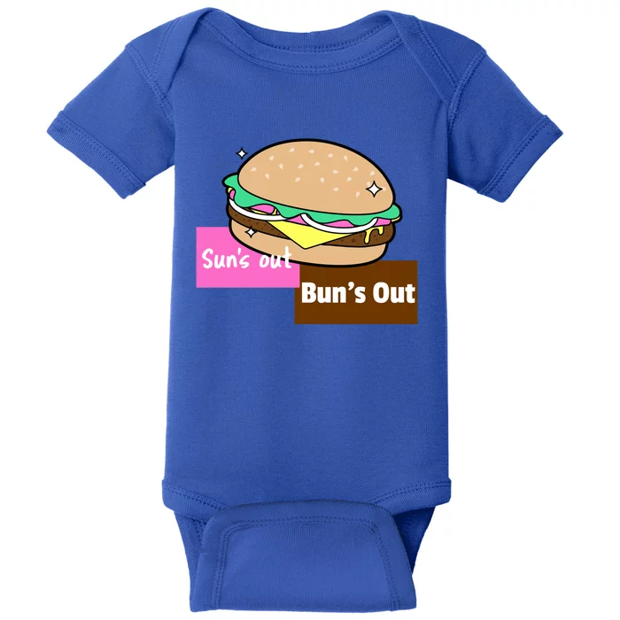 Suns Out Buns Out Summer Silly Cartoon Fun Muscle Great Gift Baby Bodysuit