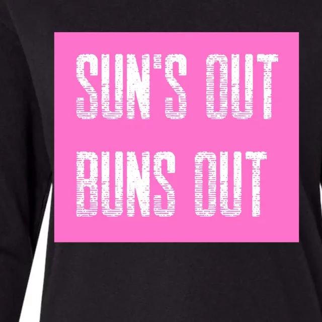 Suns Out Buns Out Summer Silly Cartoon Fun Pink Gift Womens Cotton Relaxed Long Sleeve T-Shirt