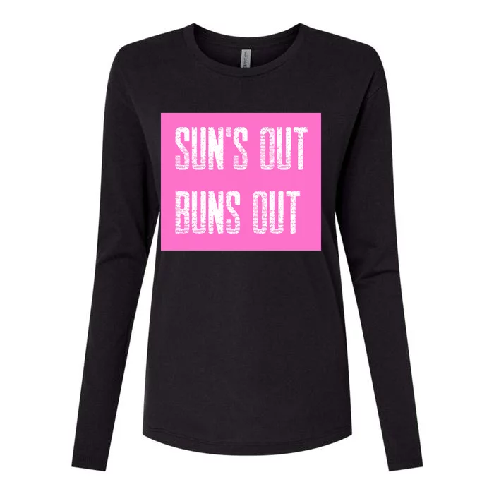 Suns Out Buns Out Summer Silly Cartoon Fun Pink Gift Womens Cotton Relaxed Long Sleeve T-Shirt