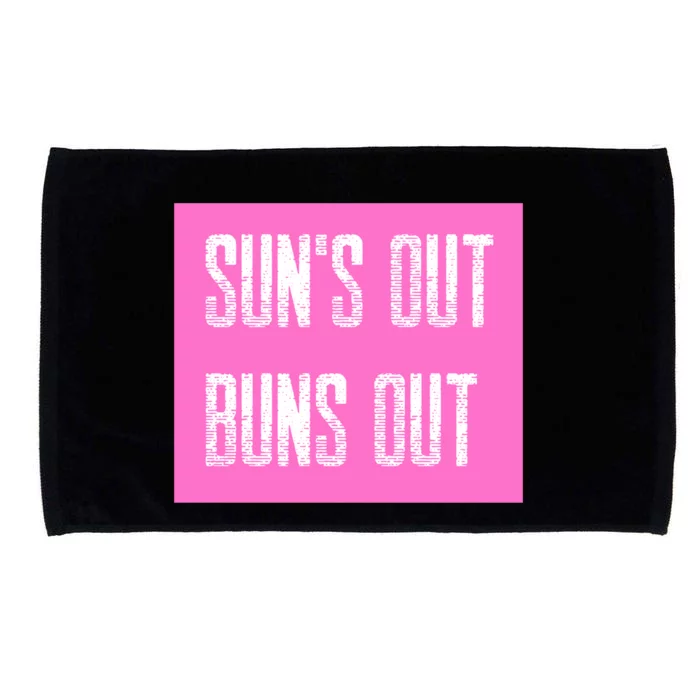 Suns Out Buns Out Summer Silly Cartoon Fun Pink Gift Microfiber Hand Towel