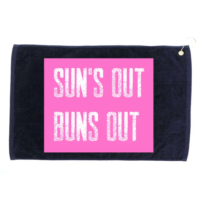 Suns Out Buns Out Summer Silly Cartoon Fun Pink Gift Grommeted Golf Towel