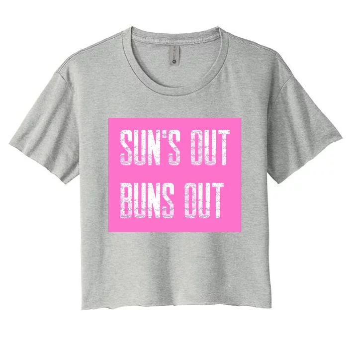 Suns Out Buns Out Summer Silly Cartoon Fun Pink Gift Women's Crop Top Tee