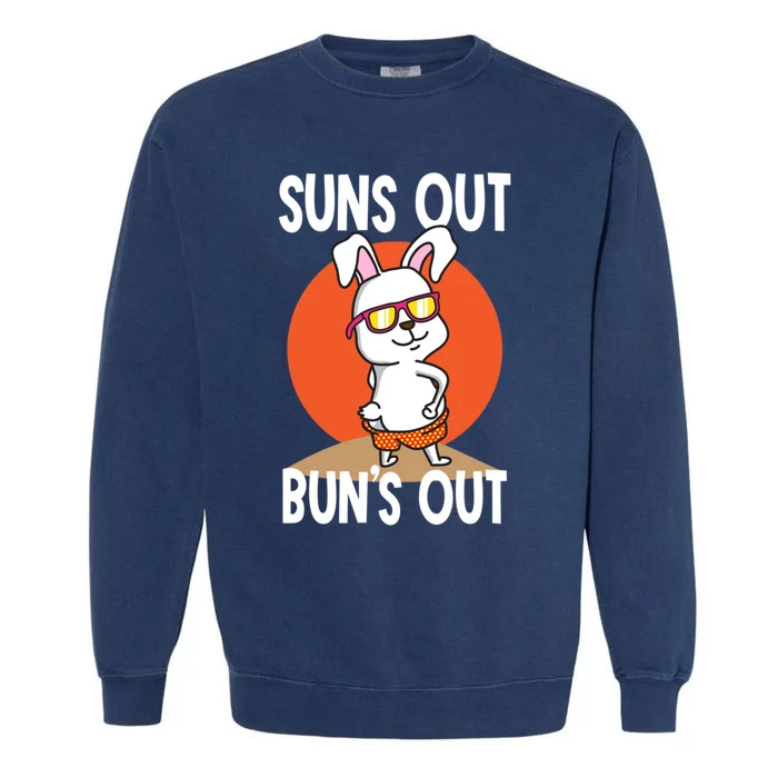 Suns Out Buns Out Funny Cool Bunny Sunglasses Sun Summer Great Gift Garment-Dyed Sweatshirt