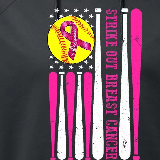 Strike Out Breast Cancer Softball Fight Awareness 2024 Performance Fleece Hoodie