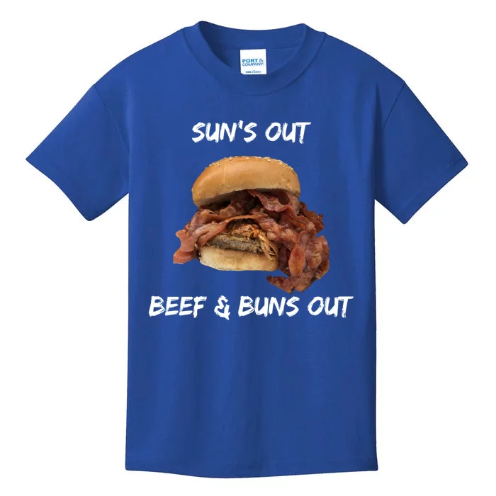 Sun’s Out Beef And Buns Out Fat Juicy Burger Bbq Quote Fun Gift Kids T-Shirt