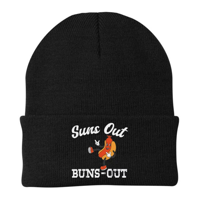 Suns Out Buns Out Funny American Hotdog Fourth Of July Joke Knit Cap Winter Beanie