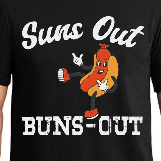 Suns Out Buns Out Funny American Hotdog Fourth Of July Joke Pajama Set