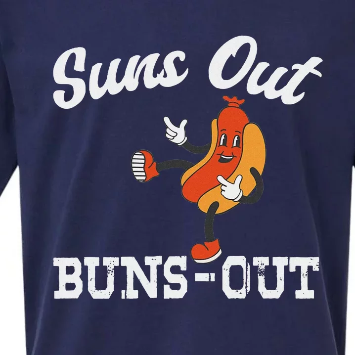 Suns Out Buns Out Funny American Hotdog Fourth Of July Joke Sueded Cloud Jersey T-Shirt