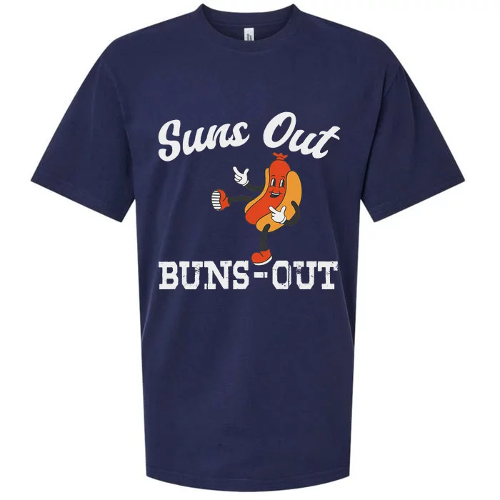 Suns Out Buns Out Funny American Hotdog Fourth Of July Joke Sueded Cloud Jersey T-Shirt