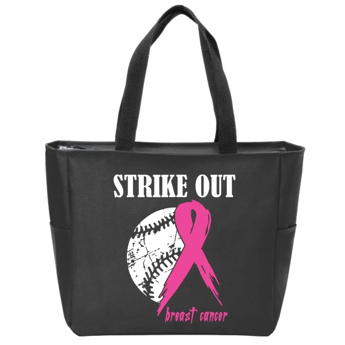 Strike Out Breast Cancer Awareness Baseball Fighters Zip Tote Bag