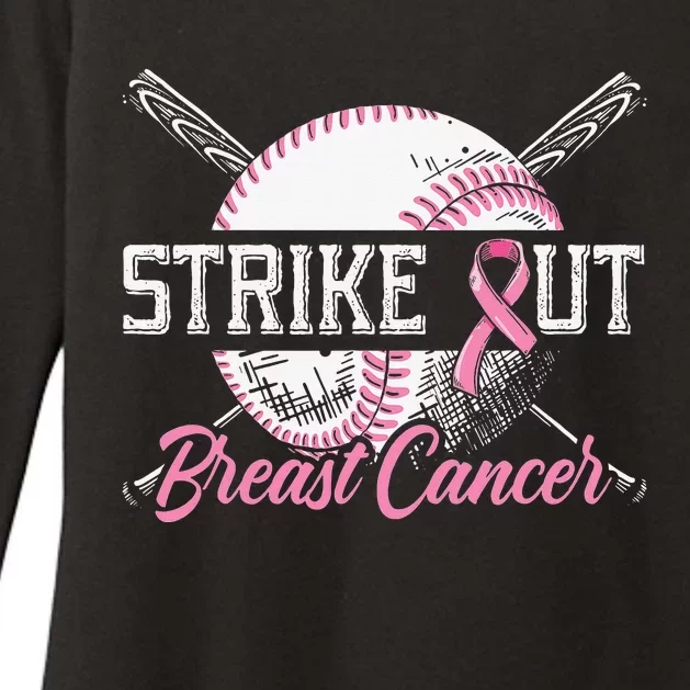 Strike Out Breast Cancer Baseball Breast Cancer Awareness Womens CVC Long Sleeve Shirt