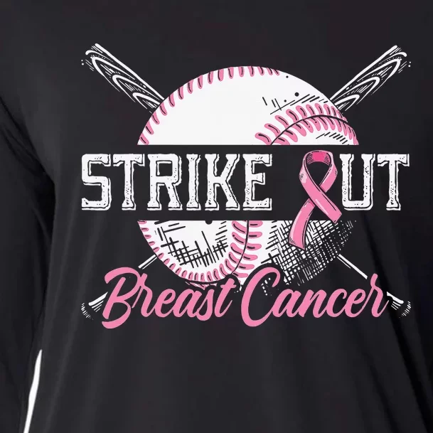 Strike Out Breast Cancer Baseball Breast Cancer Awareness Cooling Performance Long Sleeve Crew