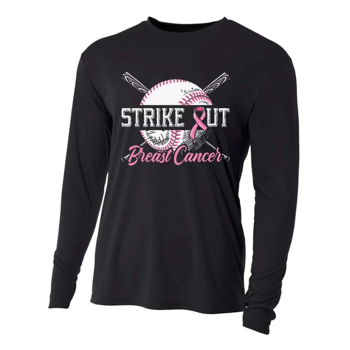 Strike Out Breast Cancer Baseball Breast Cancer Awareness Cooling Performance Long Sleeve Crew