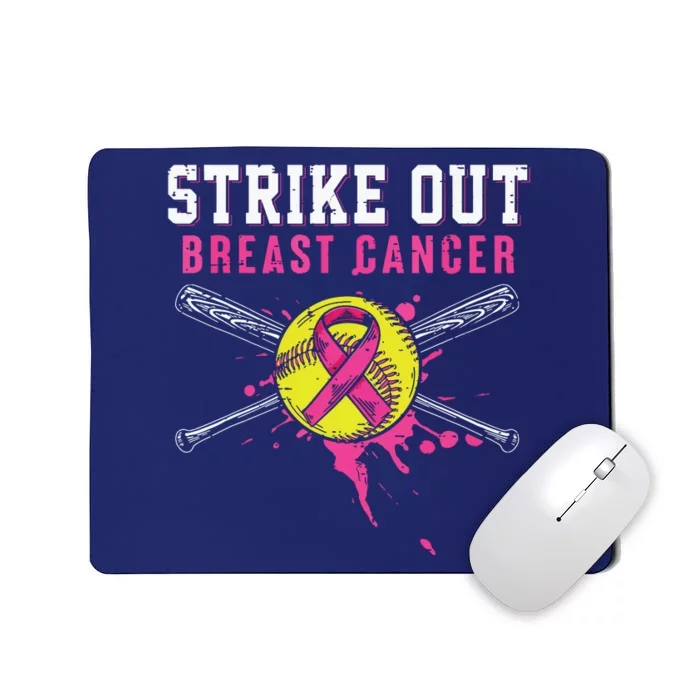 Strike Out Breast Cancer Awareness Day Pink Ribbon Softball Mousepad