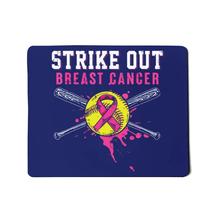 Strike Out Breast Cancer Awareness Day Pink Ribbon Softball Mousepad