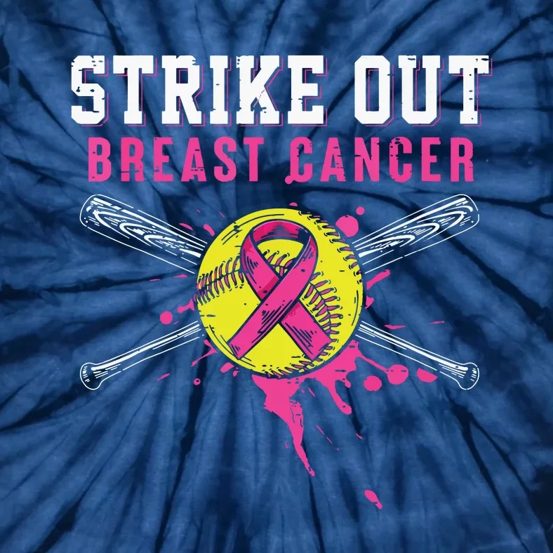 Strike Out Breast Cancer Awareness Day Pink Ribbon Softball Tie-Dye T-Shirt