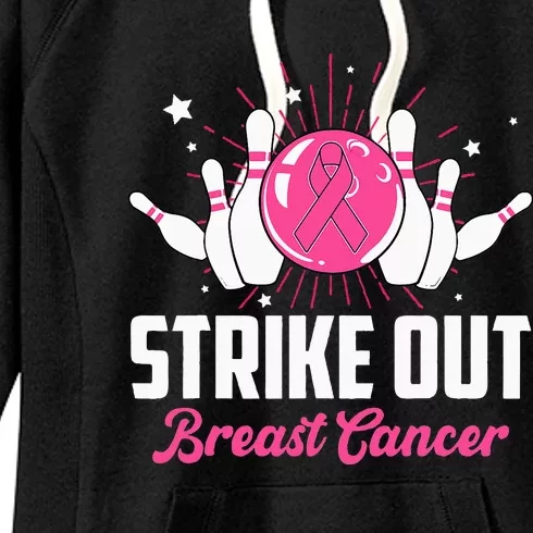 Strike Out Bowling Lovers Bowlers Breast Cancer Awareness Women's Fleece Hoodie