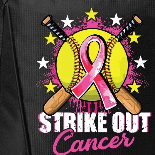 Strike Out Breast Cancer Awareness Day Pink Ribbon Softball City Backpack