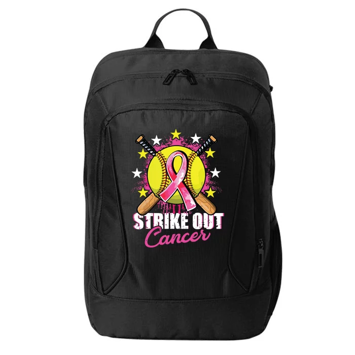 Strike Out Breast Cancer Awareness Day Pink Ribbon Softball City Backpack