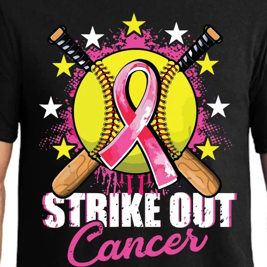 Strike Out Breast Cancer Awareness Day Pink Ribbon Softball Pajama Set