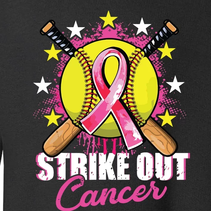 Strike Out Breast Cancer Awareness Day Pink Ribbon Softball Toddler Sweatshirt