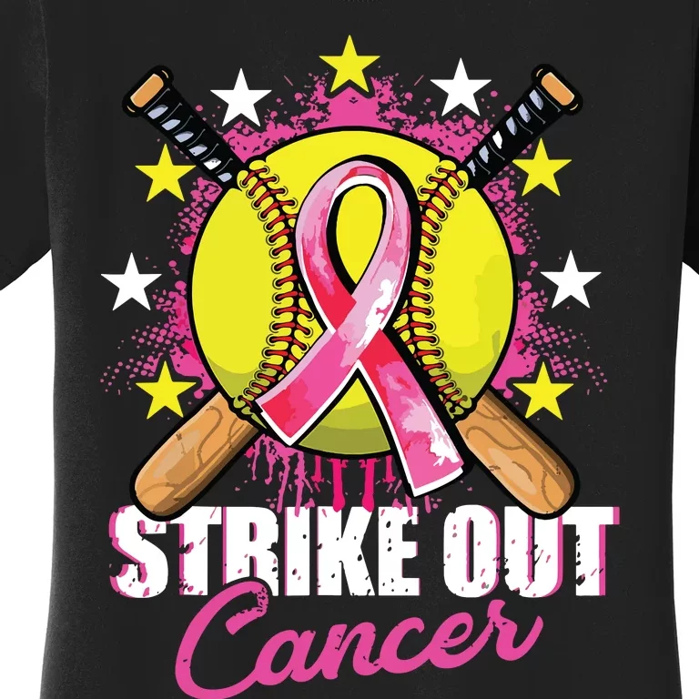 Strike Out Breast Cancer Awareness Day Pink Ribbon Softball Women's T-Shirt