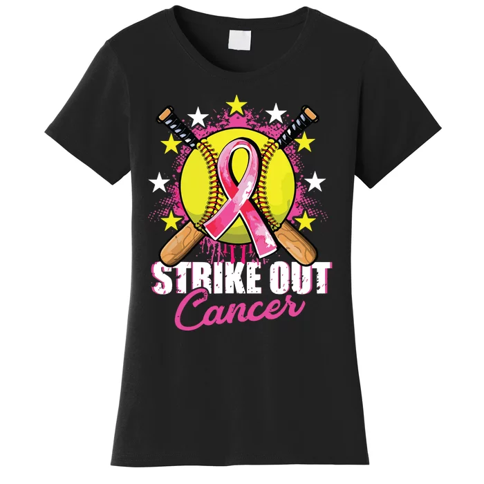 Strike Out Breast Cancer Awareness Day Pink Ribbon Softball Women's T-Shirt