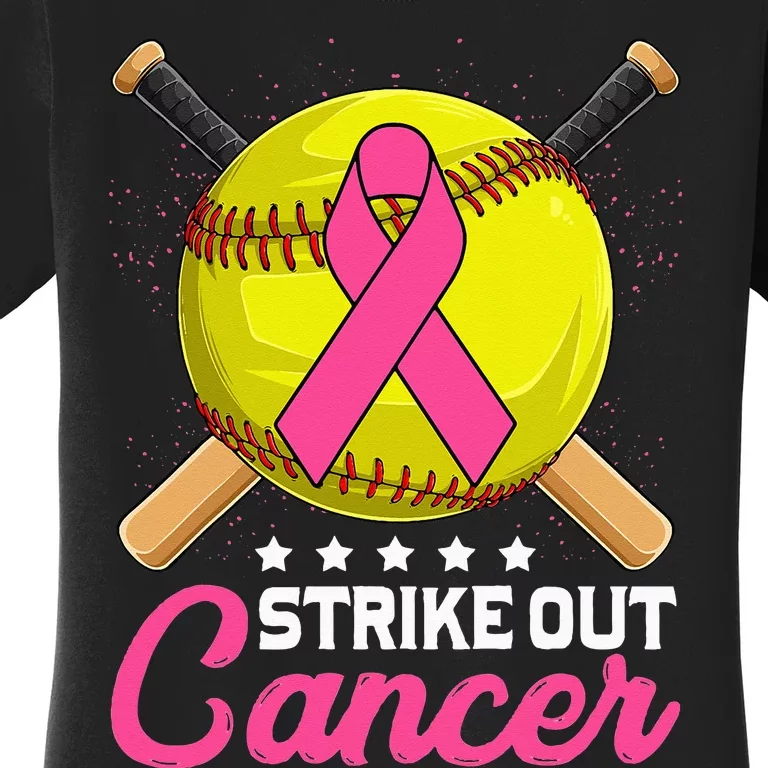 Strike Out Breast Cancer Awareness Day Pink Ribbon Softball Women's T-Shirt