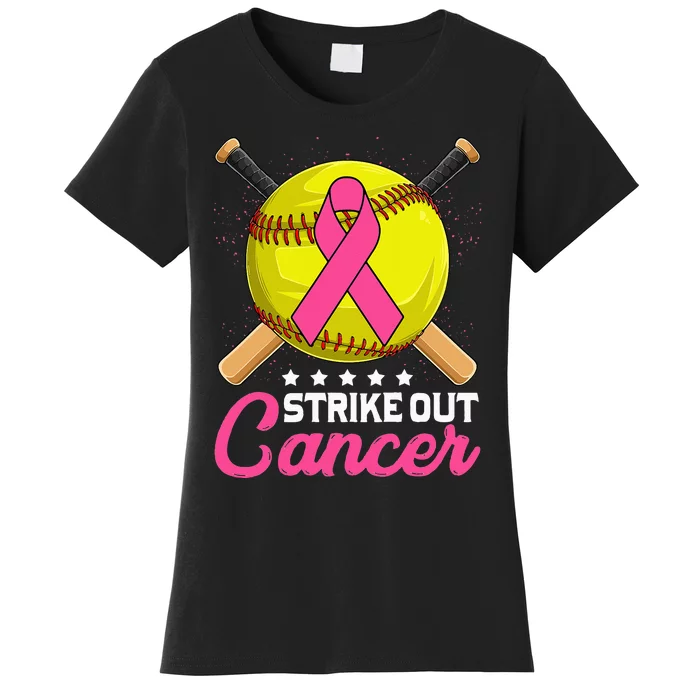 Strike Out Breast Cancer Awareness Day Pink Ribbon Softball Women's T-Shirt