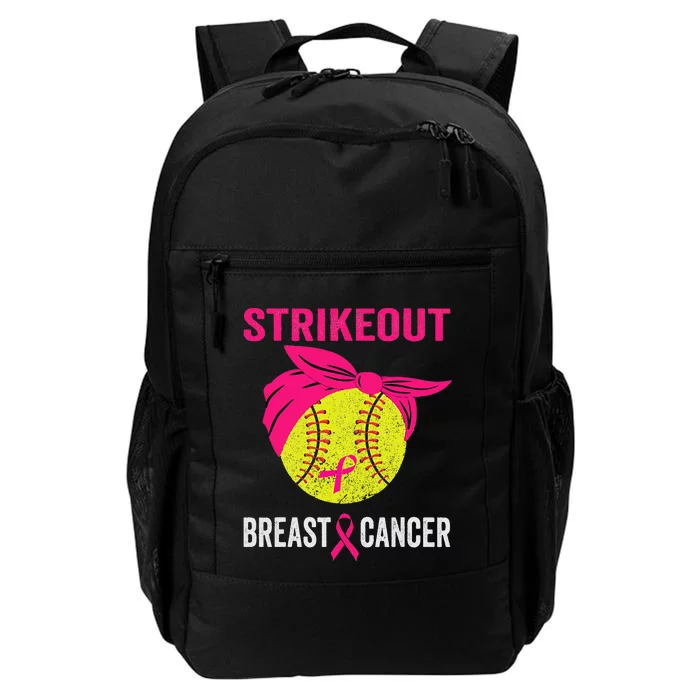 Strike Out Breast Cancer Awareness Messy Bun Softball Daily Commute Backpack