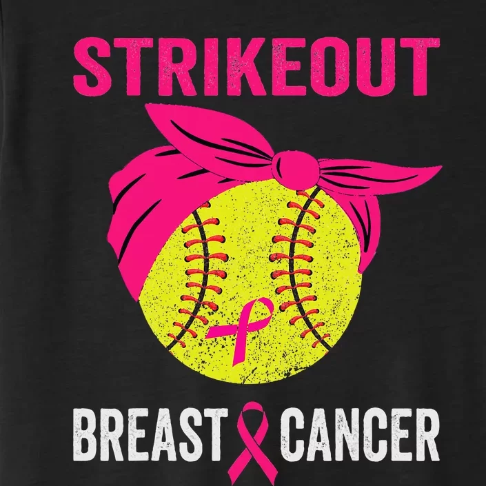 Strike Out Breast Cancer Awareness Messy Bun Softball ChromaSoft Performance T-Shirt