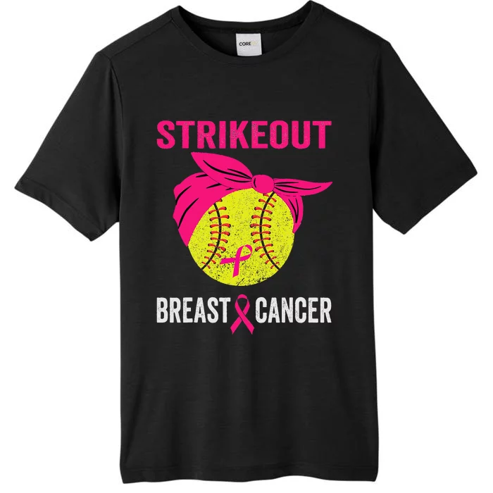 Strike Out Breast Cancer Awareness Messy Bun Softball ChromaSoft Performance T-Shirt