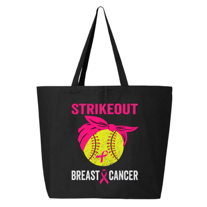 Strike Out Breast Cancer Awareness Messy Bun Softball 25L Jumbo Tote