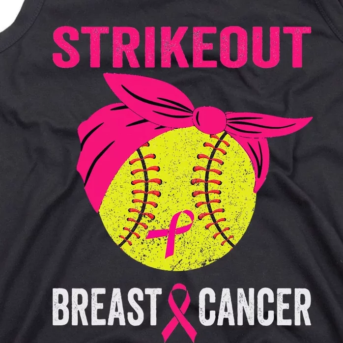 Strike Out Breast Cancer Awareness Messy Bun Softball Tank Top