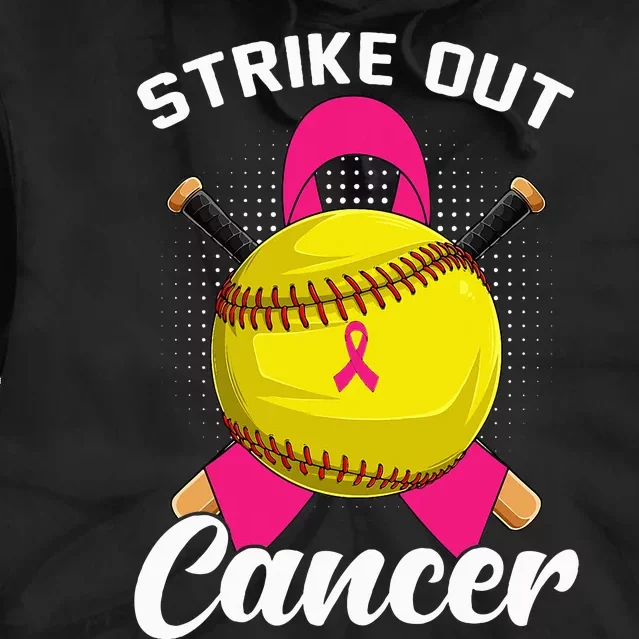 Strike Out Breast Cancer Awareness Day Pink Ribbon Softball Tie Dye Hoodie