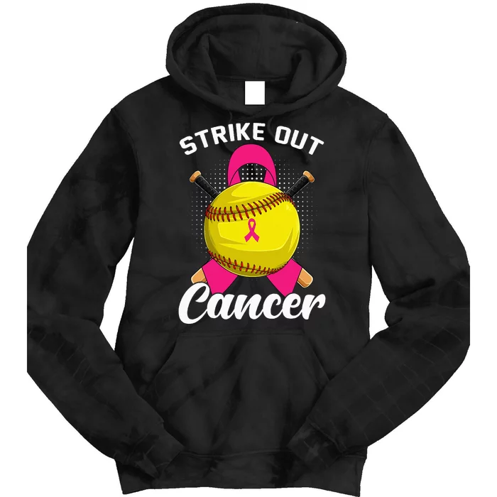 Strike Out Breast Cancer Awareness Day Pink Ribbon Softball Tie Dye Hoodie