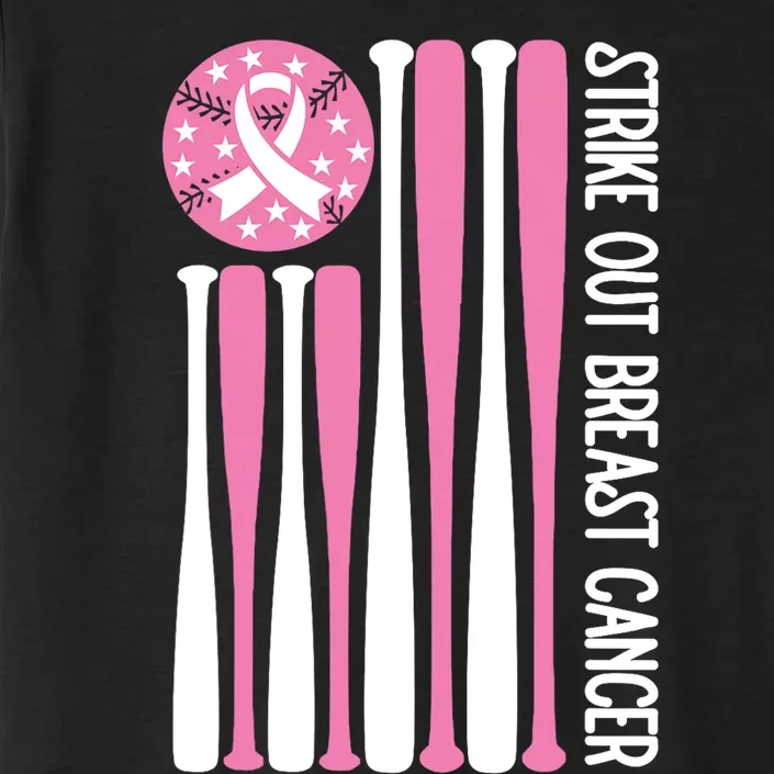 Strike Out Breast Cancer Baseball Lover Pink American Flag ChromaSoft Performance T-Shirt