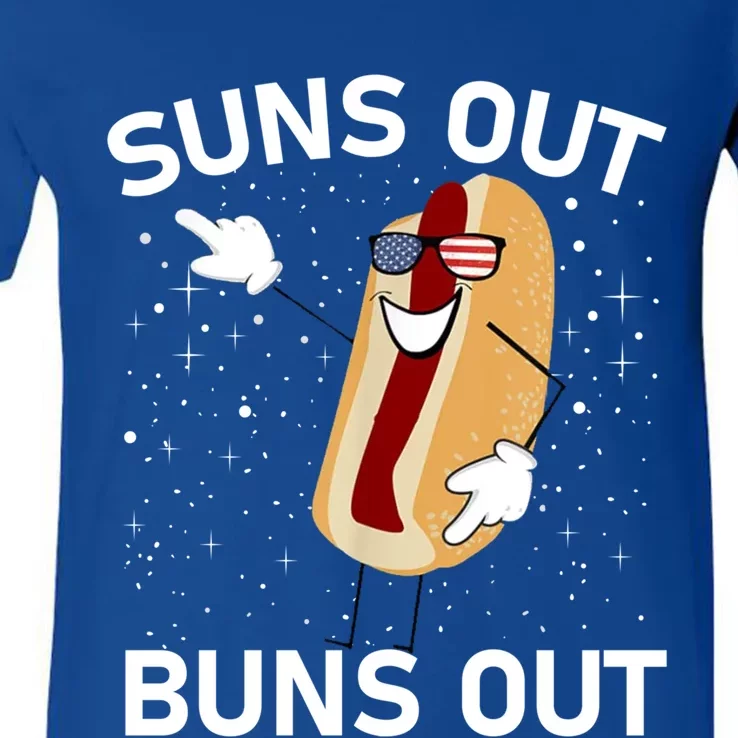 Suns Out Buns Out And Funs Out Funny Hotdog Great Gift V-Neck T-Shirt