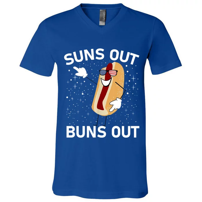 Suns Out Buns Out And Funs Out Funny Hotdog Great Gift V-Neck T-Shirt