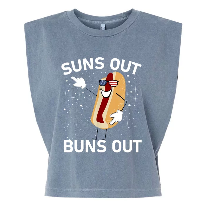 Suns Out Buns Out And Funs Out Funny Hotdog Great Gift Garment-Dyed Women's Muscle Tee