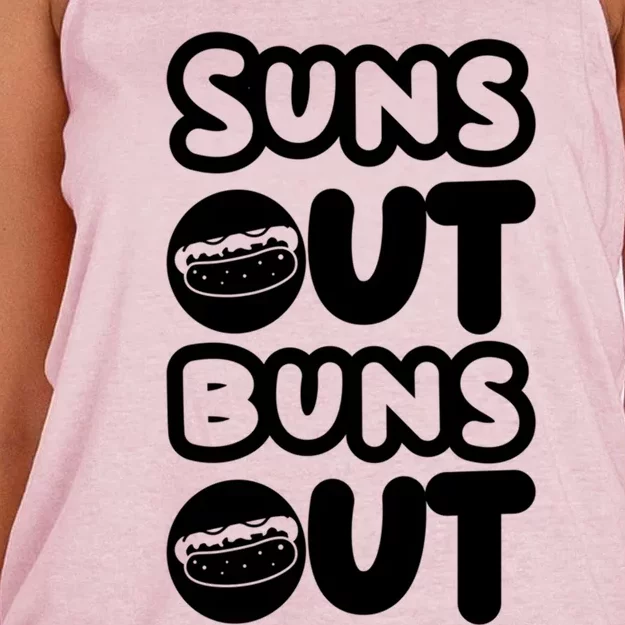 Suns Out Buns Out Bbq Barbeques Grill Gift Women's Knotted Racerback Tank