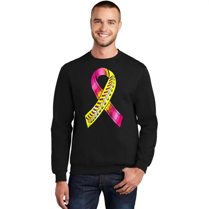 Strike Out Breast Cancer Awareness Day Pink Ribbon Softball Tall Sweatshirt