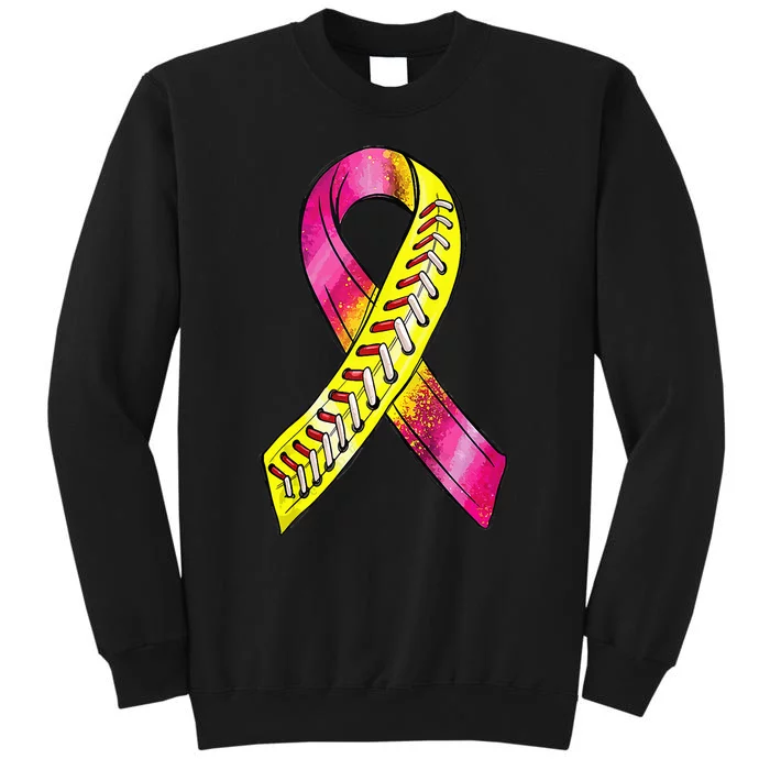 Strike Out Breast Cancer Awareness Day Pink Ribbon Softball Tall Sweatshirt