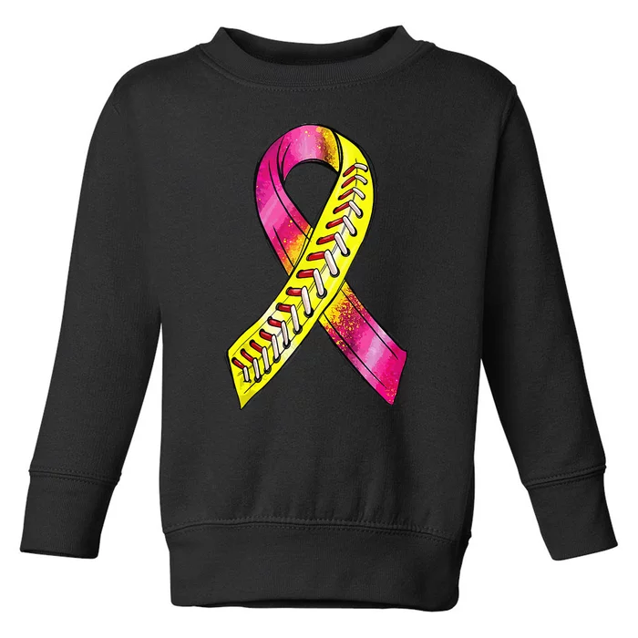 Strike Out Breast Cancer Awareness Day Pink Ribbon Softball Toddler Sweatshirt