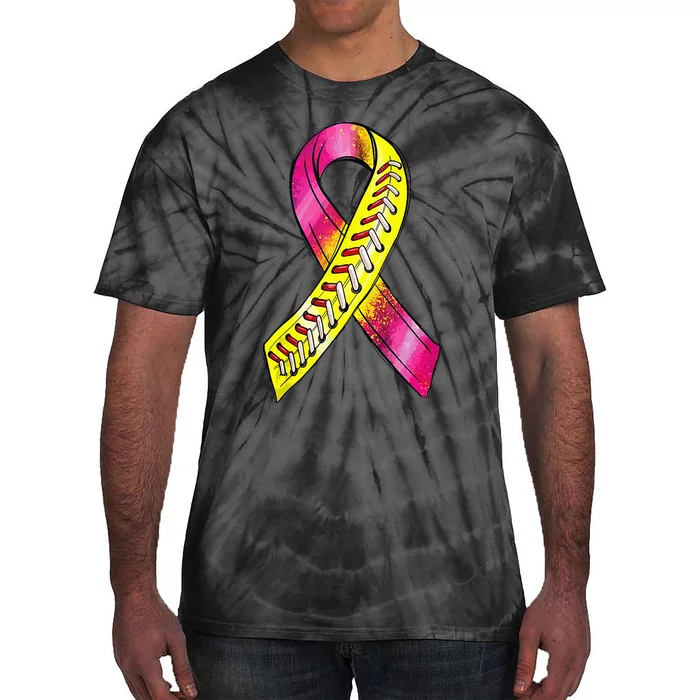 Strike Out Breast Cancer Awareness Day Pink Ribbon Softball Tie-Dye T-Shirt