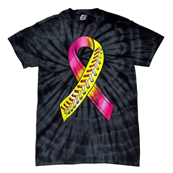 Strike Out Breast Cancer Awareness Day Pink Ribbon Softball Tie-Dye T-Shirt