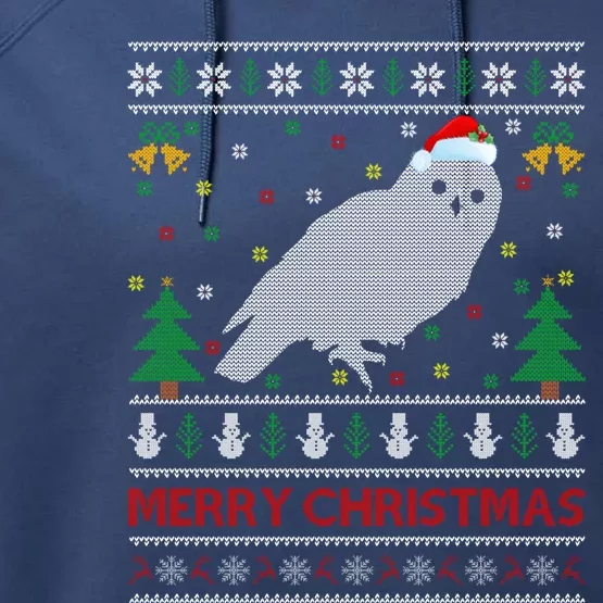 Snowy Owl Bird Lover Ugly Santa Snowy Owl Christmas Gift Performance Fleece Hoodie